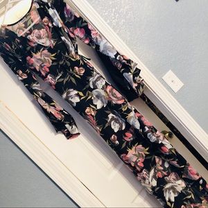 Black Floral Wrap Dress